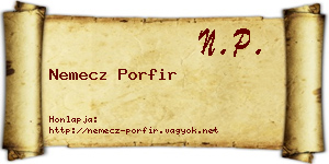 Nemecz Porfir névjegykártya
